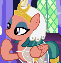 Size: 1006x1035 | Tagged: safe, screencap, somnambula, pegasus, pony, g4, season 7, shadow play, cropped, egyptian, egyptian headdress, egyptian pony, female, mare, solo, thinking