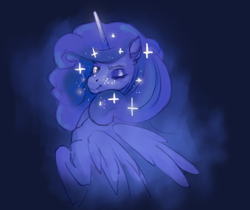 Size: 2000x1680 | Tagged: safe, artist:adobewtf, princess luna, alicorn, pony, g4, looking at you, one eye closed, sketch, smiling, solo, sparkles, wink, winking at you