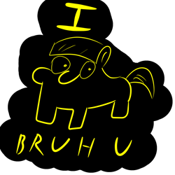 Size: 720x720 | Tagged: safe, artist:719418052, pony, bruh, dangerous, dark background, simple background, solo, text, transparent background