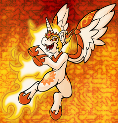 Size: 2210x2312 | Tagged: safe, artist:mc_arts, daybreaker, alicorn, pony, g4, armor, female, high res, open mouth, sharp teeth, simple background, solo, spread wings, teeth, wings