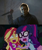 Size: 1000x1184 | Tagged: safe, edit, edited screencap, screencap, sci-twi, sunset shimmer, twilight sparkle, human, equestria girls, g4, my little pony equestria girls: legend of everfree, halloween kills, irl, irl human, michael myers