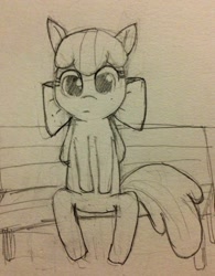 Size: 1600x2047 | Tagged: safe, artist:おーりん, apple bloom, earth pony, pony, g4, female, filly, solo, traditional art