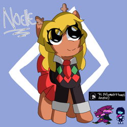 Size: 2397x2388 | Tagged: safe, artist:juanluuis8, pony, deltarune, god fucking damnit kris where the fuck are we, hair, high res, kris, meme, noelle holiday, ponified, susie (deltarune)