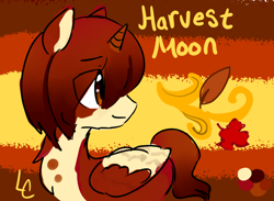 Size: 700x512 | Tagged: safe, artist:lightningchaserarts, oc, oc only, oc:harvest moon, alicorn, pony, autumn, profile, solo