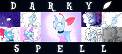 Size: 5850x2600 | Tagged: safe, artist:iceflower99, oc, oc only, oc:darky spell, daemonequus, original species, choker, clothes, collage, ribbon, sweater
