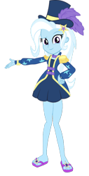 Size: 490x961 | Tagged: editor needed, source needed, safe, artist:punzil504, edit, trixie, equestria girls, equestria girls series, g4, street magic with trixie, spoiler:eqg series (season 2), dreamworks face, epaulettes, feet, female, flip-flops, hand on hip, hat, looking at you, sandals, simple background, smiling, smiling at you, solo, top hat, transparent background, vector