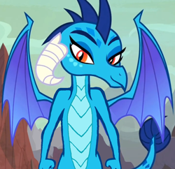 Size: 1026x992 | Tagged: safe, edit, edited screencap, screencap, princess ember, dragon, g4, sweet and smoky, dragon lands, female, looking at you, smiling, solo
