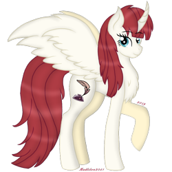 Size: 768x768 | Tagged: safe, artist:madlilon2051, oc, oc only, oc:fausticorn, alicorn, pony, alicorn oc, chest fluff, concave belly, eyelashes, female, horn, mare, raised hoof, simple background, slender, smiling, solo, thin, transparent background, wings