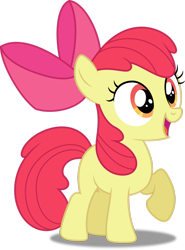Size: 768x1040 | Tagged: dead source, safe, artist:reynardadiputra, apple bloom, earth pony, pony, g4, apple bloom's bow, bow, female, filly, hair bow, open mouth, open smile, orange eyes, raised hoof, red mane, red tail, shadow, simple background, smiling, solo, standing, tail, transparent background, vector