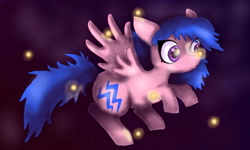 Size: 800x480 | Tagged: safe, artist:strutenel, firefly, firefly (insect), insect, pegasus, pony, g1, g4, female, flying, g1 to g4, generation leap, night, solo