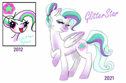 Size: 3855x2567 | Tagged: safe, artist:strutenel, oc, oc only, oc:glitter star, pegasus, pony, comparison, draw this again, female, high res, redraw, simple background, solo, white background