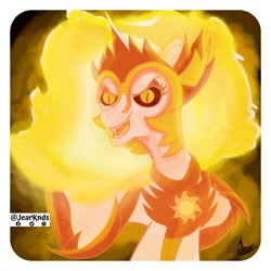 Size: 2250x2250 | Tagged: safe, artist:jearknds, daybreaker, alicorn, pony, g4, female, fire, high res, solo