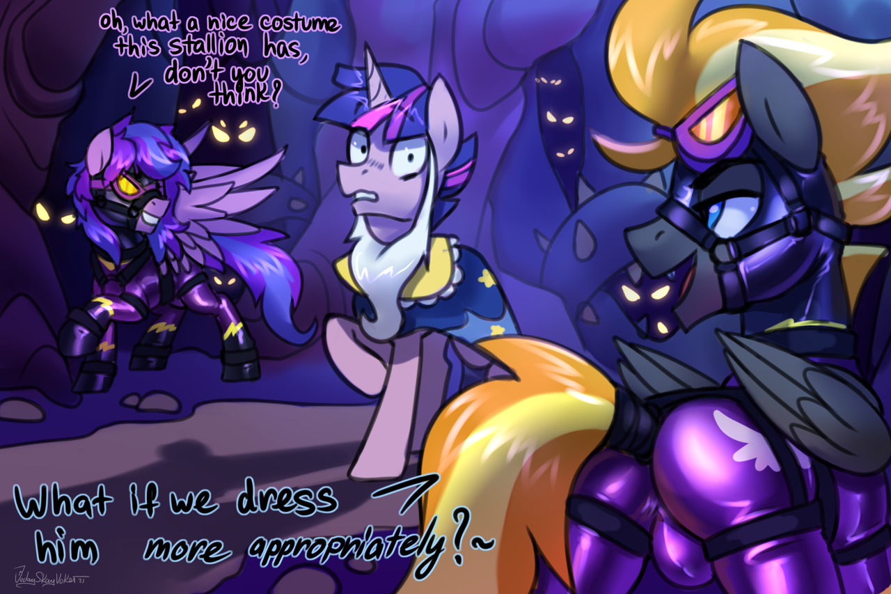 questionable, artist:jedayskayvoker, twilight sparkle, oc, oc:blaze (shadow...