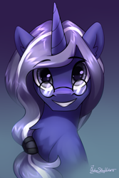 Size: 2000x3000 | Tagged: safe, artist:jedayskayvoker, oc, oc only, oc:martin fleming, pony, unicorn, bust, chest fluff, cute, eyebrows, eyebrows visible through hair, fluffy, glasses, grin, high res, horn, icon, looking at you, male, portrait, smiling, smiling at you, solo, stallion, unicorn oc