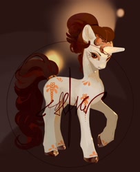 Size: 1751x2160 | Tagged: safe, artist:yanisfucker, oc, oc only, earth pony, pony, adoptable, artificial horn, female, mare, obtrusive watermark, raised hoof, solo, tail, tail wrap, watermark