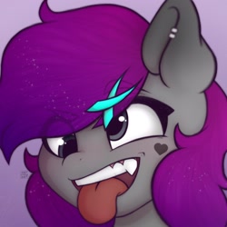 Size: 2200x2200 | Tagged: safe, artist:shylunaart, oc, oc only, oc:shyluna, pegasus, pony, bust, derp, ear piercing, earring, female, gradient background, high res, jewelry, piercing, portrait, solo, tongue out