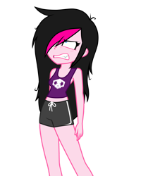 Size: 1024x1220 | Tagged: safe, artist:zoe-975, oc, oc only, oc:zoe star pink, equestria girls, g4, clothes, equestria girls oc, female, gritted teeth, shorts, simple background, sleeveless, solo, tank top, transparent background