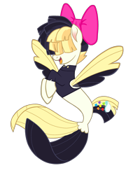 Size: 2009x2517 | Tagged: safe, artist:princessstar2000, songbird serenade, pegasus, pony, seapony (g4), g4, my little pony: the movie, clothes, dorsal fin, female, fin wings, fins, fish tail, flowing tail, high res, open mouth, ribbon, seaponified, simple background, smiling, solo, species swap, tail, transparent background, wings