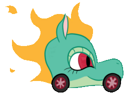Size: 800x600 | Tagged: safe, artist:hiddelgreyk, tianhuo (tfh), dragon, hybrid, longma, them's fightin' herds, animated, community related, dababy, meme, not salmon, simple background, solo, transparent background, wat, wheel