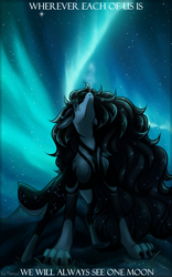 Size: 2500x4000 | Tagged: safe, artist:henori_artist, oc, oc only, earth pony, pony, wolf, wolf pony, aurora borealis, commission, commission open, digital art, howling, night, solo