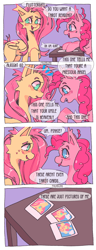 Size: 1876x4873 | Tagged: safe, artist:faunbuns, fluttershy, pinkie pie, earth pony, pegasus, pony, g4, blushing, comic, dialogue, female, lesbian, ship:flutterpie, shipping, smiling, sweat, tongue out