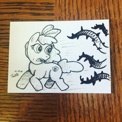 Size: 1080x1080 | Tagged: safe, artist:tatlew, apple bloom, earth pony, pony, g4, female, filly, inktober, inktober 2016, solo, traditional art, vine