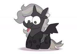 Size: 2064x1457 | Tagged: safe, artist:mochi_nation, oc, oc only, oc:moonlit, changeling, changeling oc, female, simple background, sitting, solo, tongue out, white background, white changeling