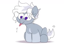 Size: 1437x989 | Tagged: safe, artist:mochi_nation, oc, oc only, oc:silver bolt, earth pony, pony, coat markings, female, mare, sitting, socks (coat markings), solo, tongue out