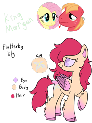 Size: 960x1280 | Tagged: safe, artist:echoescartoons, big macintosh, fluttershy, oc, oc:flutterby lily, pegasus, pony, g4, base used, cloven hooves, feathered fetlocks, female, heart, male, mare, offspring, parent:big macintosh, parent:fluttershy, parents:fluttermac, ship:fluttermac, shipping, simple background, straight, transparent background