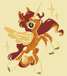 Size: 1280x1451 | Tagged: safe, artist:webkinzworldz, sunny starscout, alicorn, pony, g5, my little pony: a new generation, coat markings, colored hooves, female, limited palette, mare, race swap, socks (coat markings), solo, sparkles, sunnycorn