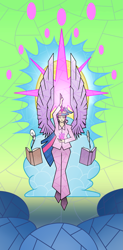 Size: 1559x3158 | Tagged: safe, artist:deroach, twilight sparkle, alicorn, human, equestria project humanized, g4, comic, fanfic, humanized, stained glass, twilight sparkle (alicorn), winged humanization, wings