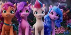 Size: 640x320 | Tagged: safe, screencap, izzy moonbow, pipp petals, sunny starscout, zipp storm, earth pony, pegasus, pony, unicorn, g5, my little pony: a new generation, 3d, female, mare