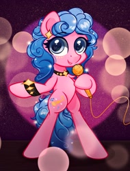 Size: 2505x3298 | Tagged: safe, artist:eris azure, melody, earth pony, pony, g1, g4, my little pony tales, band, bipedal, cute, ear piercing, earring, g1 to g4, generation leap, high res, jewelry, microphone, piercing, singer, singing, solo