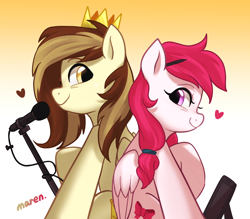 Size: 3294x2890 | Tagged: safe, artist:maren, oc, oc only, oc:manta, oc:prince whateverer, pegasus, pony, heart, high res, microphone, microphone stand, pegasus oc