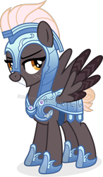 Size: 5032x8606 | Tagged: safe, artist:suramii, oc, oc only, oc:night vision, pegasus, pony, absurd resolution, armor, colored wings, crystal guard armor, female, freckles, guardsmare, mare, multicolored wings, obtrusive watermark, royal guard, simple background, solo, spread wings, transparent background, watermark, wings