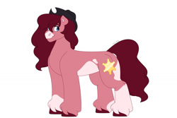 Size: 1280x854 | Tagged: safe, artist:itstechtock, oc, oc only, oc:rhubarb pie, earth pony, pony, female, hat, mare, parent:raspberry glaze, parent:star spur, simple background, solo, white background