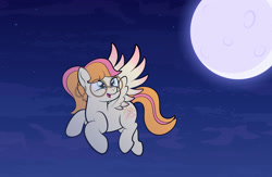 Size: 1920x1248 | Tagged: safe, artist:alexdti, oc, oc only, oc:freckle wish, pegasus, pony, female, glasses, mare, moon, night, solo