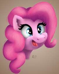 Size: 1362x1698 | Tagged: safe, artist:doodledonutart, pinkie pie, earth pony, pony, g4, blue eyes, bust, female, mare, open mouth, open smile, pink mane, ponk, portrait, smiling, solo