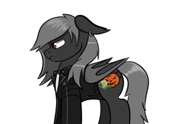 Size: 1100x800 | Tagged: safe, artist:tranzmuteproductions, oc, oc only, oc:tranzmute, bat pony, pony, bat pony oc, bat wings, bust, clothes, ear piercing, earring, jewelry, male, piercing, simple background, solo, stallion, transparent background, wings