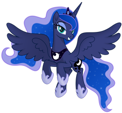 Size: 6000x5529 | Tagged: safe, artist:negatif22, princess luna, alicorn, pony, g4, .svg available, cute, female, flying, looking at you, lunabetes, mare, movie accurate, simple background, smiling, solo, spread wings, transparent background, vector, wings