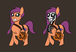 Size: 1300x900 | Tagged: safe, artist:firestarter, sunny starscout, g5, my little pony: a new generation, halloween, holiday, makeup, pumpkin bucket