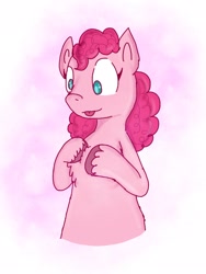 Size: 1536x2048 | Tagged: safe, artist:princessmufnart, pinkie pie, earth pony, pony, g4, chest fluff, solo, tongue out, unshorn fetlocks