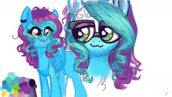 Size: 1280x720 | Tagged: safe, artist:hippykat13, artist:sabokat, oc, oc only, pegasus, pony, :3, colorslive, curly hair, ear piercing, earring, glasses, jewelry, long hair, pegasus oc, piercing, solo