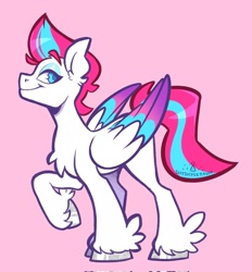 Size: 1903x2048 | Tagged: safe, artist:shyshyoctavia, zipp storm, pegasus, pony, g5, my little pony: a new generation, chest fluff, colored pupils, ear fluff, female, mare, pink background, profile, simple background, solo