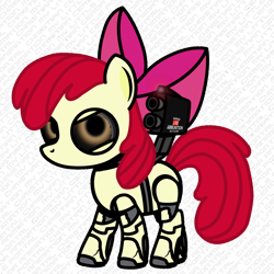 Size: 800x800 | Tagged: safe, artist:scootaloo98686, apple bloom, earth pony, pony, robot, robot pony, my little portal, g4, apple bloom bot, female, filly, portal, portal (valve), simple background, solo, transparent background