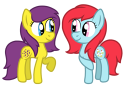 Size: 1024x768 | Tagged: safe, artist:elidapony64, cherry sweet, lemon drop, earth pony, pony, g1, g4, cherrydorable, cherrydrop, cute, duo, female, friends, g1 to g4, generation leap, lemondropabetes, lesbian, mare, raised hoof, raised leg, shipping, simple background, smiling, transparent background, vector