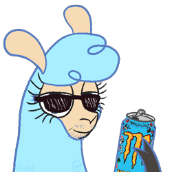 Size: 500x500 | Tagged: safe, artist:hiddelgreyk, paprika (tfh), alpaca, them's fightin' herds, 30 year old boomer, boomer, community related, glue cup (tfh), meme, monster energy, simple background, solo, sunglasses, transparent background