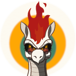 Size: 500x500 | Tagged: safe, artist:hiddelgreyk, tianhuo (tfh), dragon, hybrid, longma, them's fightin' herds, black sclera, community related, glasses, looking at you, mane of fire, meme, sigma stare, simple background, solo, transparent background, yellow eyes
