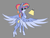 Size: 992x754 | Tagged: safe, artist:mewzynn, oc, oc only, pegasus, pony, chest fluff, female, gray background, looking at you, looking back, simple background, solo, spread wings, tail, tail feathers, wings