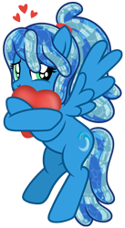 Size: 548x1000 | Tagged: safe, artist:jennieoo, oc, oc only, oc:ocean soul, pegasus, pony, crossed hooves, female, flying, hearts and hooves day, holding heart, in love, show accurate, simple background, solo, spread wings, transparent background, vector, wings